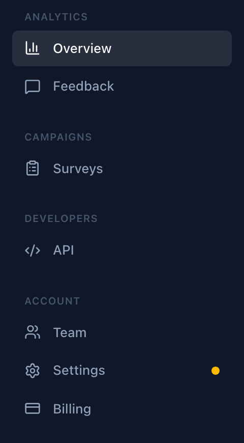 Sidebar with the Surveys link under Campaigns