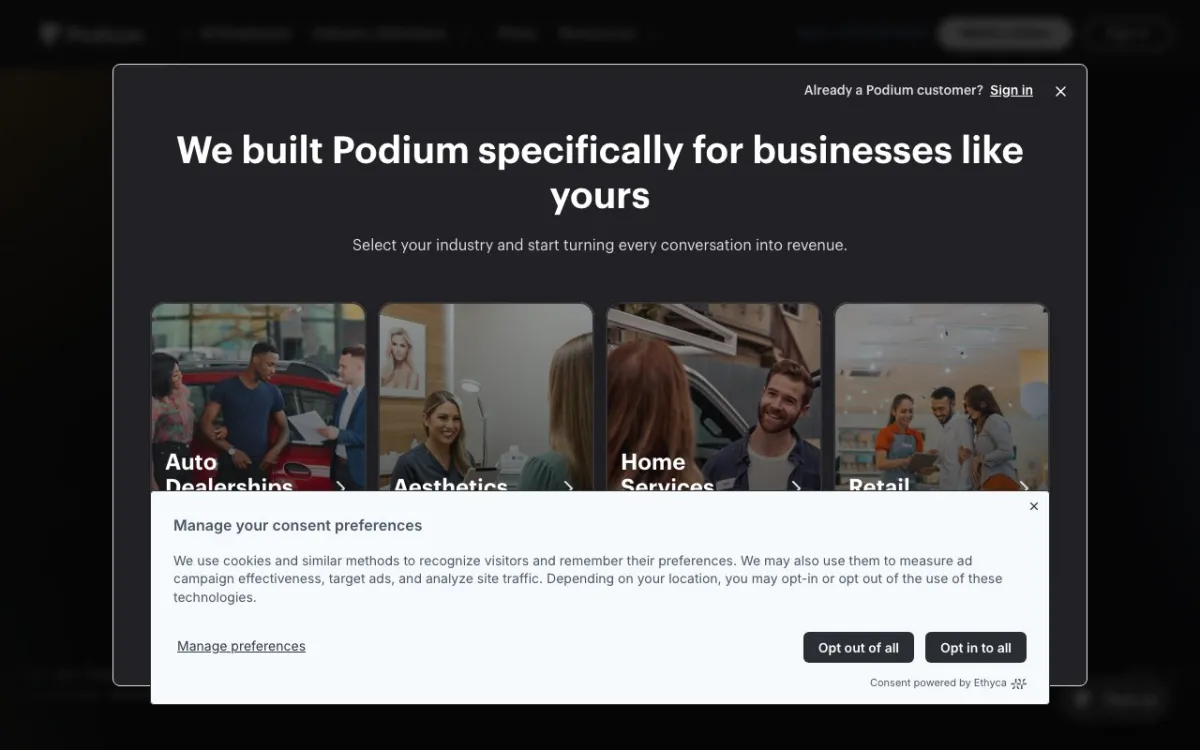 Podium homepage