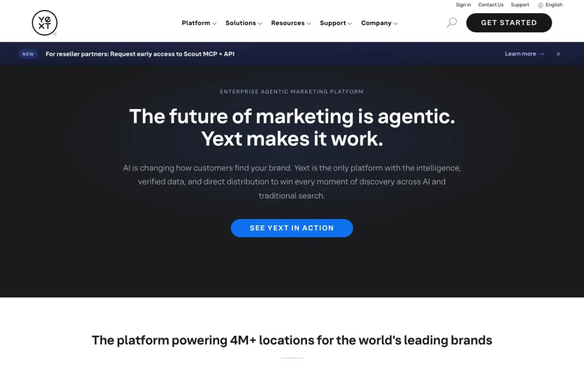 Yext homepage